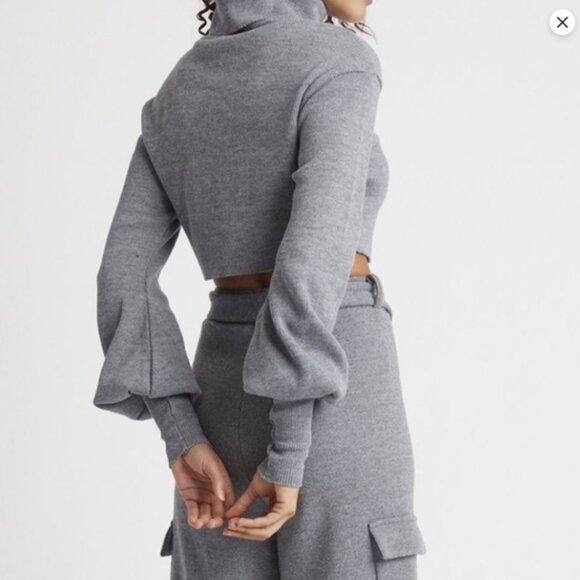 Choosy gray cropped turtleneck sweater - Picture 2 of 2